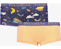 TwoDay 2-pack meisjes boxershorts geel blauw - Maat 110/116