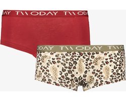 TwoDay 2-pack meisjes boxershorts luipaard rood - Maat 110/116