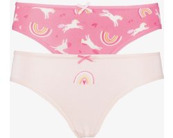 TwoDay 2-pack meisjes hipsters unicorn roze - Maat 110/116