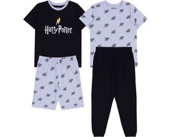 2x Zwart-grijze pyjama: korte en lange broek Harry Potter