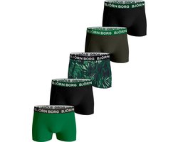 Björn Borg Cotton Stretch Jongens Boxershort - Maat 122-128 - Groen/Zwart - 5 stuks - Jongens Onderbroek