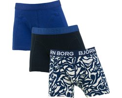 Björn Borg jongens cotton stretch 3P boxers basic print blauw & wit - 146/152