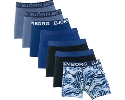 Björn Borg jongens cotton stretch 7P boxers basic waves blauw - 134/140