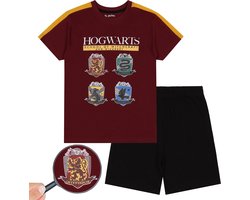 Harry Potter - Jongenspyjama met korte broek, bordeauxrode en zwarte zomerpyjama