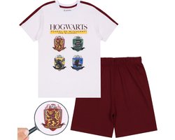 Harry Potter - Jongenspyjama met korte broek, witte en bordeauxrode zomerpyjama