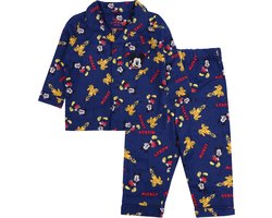 Mickey Mouse - Tweedelige Flanellen Marineblauwe Pyjama