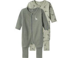 NAME IT NBMNIGHTSUIT 2P ZIP FF GREEN DINO NOOS Jongens Pyjama - Maat 50