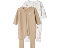 NAME IT NBNNIGHTSUIT 2P ZIP FF OXFORD BEAR NOOS Unisex Pyjama - Maat 68