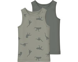 NAME IT NMMTANK TOP 2P AGAVE GREEN DINO NOOS Jongens Onderhemd - Maat 104