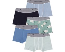 Petit Bateau Set met 5 katoenen boxershorts met schaapmotiefje voor kinderen Jongens Onderbroek - Maat 104