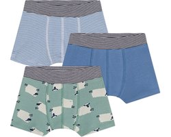 Petit Bateau Setje met 3 katoenen boxershorts met schaapmotiefje voor kinderen Jongens Onderbroek - Maat 104