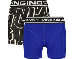 Vingino jongens ondergoed 2-pack boxers Logo Deep Black - Maat 116