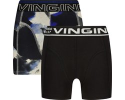 Vingino jongens ondergoed 2-pack boxers Smokey Deep Black - Maat 116