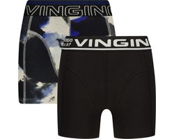 Vingino jongens ondergoed 2-pack boxers Smokey Deep Black - Maat 176