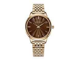 BURKER Emily Horloge Dames - Goud Bruin - Schakelband - Waterdicht - 36 mm