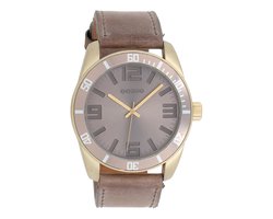 Champagne OOZOO horloge met taupe leren band - C5743