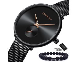 CRRJU® - Horloge Dames - Cadeau voor Vrouw - 40 mm - Zwart