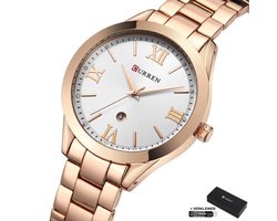 Curren - Horloge Dames - Cadeau voor Vrouw - 30 mm - Horloges voor Vrouwen - Rosé Wit