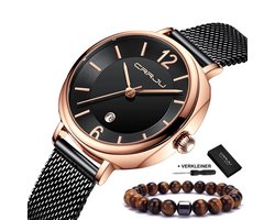 Curren - Horloge Dames - Cadeau voor Vrouw - Horloges voor Vrouwen - 33 mm - Zwart Rosé