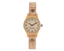 Dames horloge bamboe hout | VEGAN SMALL kurk naturel licht | TiMEBOO ®