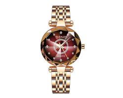 Dameshorloge - RVS -Royal Empire- Waterdicht - Rose Goud/Rood- Horloges voor Vrouwen- Dames Horloge- Dameshorloge - Meisjes Horloges - Goud