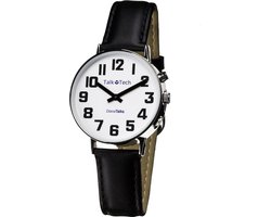 DianaTalks Horloge - Large - Sprekende - 10 Talen - Leren Band - Zwart