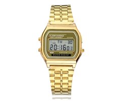 Digitaal Retro Horloge - Staal - Goudkleurig - 22 mm