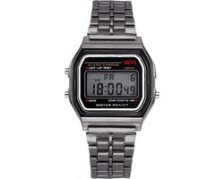 Digitaal Retro Horloge - Staal - Zwart - 22 mm