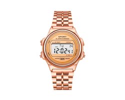 Digitaal Rond Horloge - Staal - Rosekleurig | Ø 37 mm | Fashion Favorite