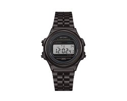 Digitaal Rond Horloge - Staal - Zwart | Ø 37 mm | Fashion Favorite