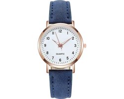 Doukou Blue Horloge | Suedine - Kunstleer | Blauw | Ø 32,5 mm