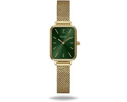 Elysian - Horloge Dames Rechthoekig - Goud Mesh - Waterdicht - 26mm - Cadeau Voor Vrouw