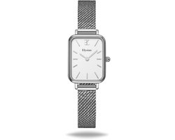 Elysian - Horloge Dames Rechthoekig - Zilver Mesh - Waterdicht - 26mm - Cadeau Voor Vrouw