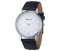 Fako® - Horloge - Geneva - Classic - Zilverkleurig - Zwart