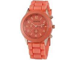 Fako® - Horloge - Geneva - Siliconen Candy - Oranje