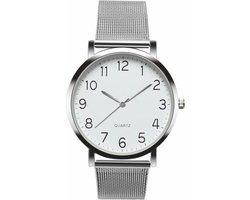 Fako® - Horloge - Mesh - Staal - Ø 40mm - Zilverkleurig