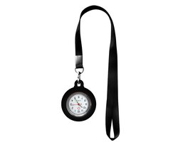 Fako® - Verpleegstershorloge Met Keycord - Zusterhorloge - Ketting - 90cm - Zwart