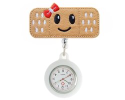 Fako® - Verpleegstershorloge - Zusterhorloge - Verpleegster Horloge - Roller Pleister - Emoji Strikje Rood - Wit