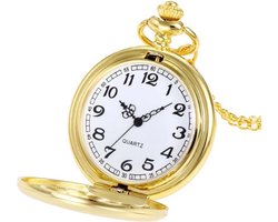 Fako® - Zakhorloge - Pocket Watch - XXL - Classic - Ø 47mm - Goudkleurig