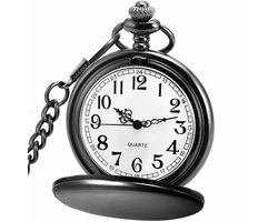 Fako® - Zakhorloge - Pocket Watch - XXL - Classic - Ø 47mm - Zwart