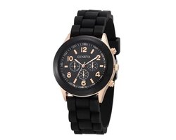 Geneva Siliconen Horloge - Zwart | Ø 38 mm | Fashion Favorite