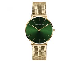 Hannah Martin Elegante Horloge | Goudkleurig | Groen Wijzerplaat | Borasi | Dames Horloges | Vrouwen Horloges | Best Verkochte Horloges | Leuke Cadeau | Cadeau Voor Haar | Luxe Geschenkdoos | K