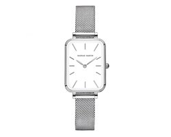 Hannah Martin Rechthoekig Horloge | Zilver | Witte Plaat | Dames Horloges |