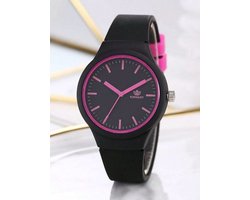 Horloge zwart roze