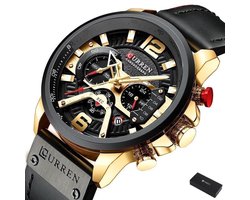 Horloges voor Mannen Heren Horloge Curren Herenhorloge Watch - Jongens Horloges - Incl. Horlogebox Geschenkdoos - Zwart Goud