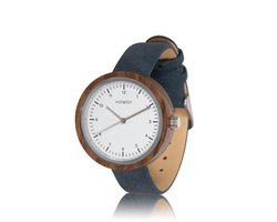 HOT&TOT | Emma - Houten horloge voor dames - Vegan leer - 36mm - Walnoot hout - Zilver