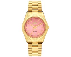 IKKI BRONX BX17 Dames Horloge - 3ATM Waterdicht - RVS - Goudkleurig / Roze