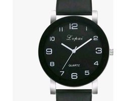 Jendi Quartz Horloge - Zwart - PU Lederen Band