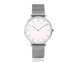 LGT JWLS Vintage Dameshorloge - Minimalistisch Quartz met Zilveren Band, Behuizing, Uuraanduiding en Wijzers, Witte Wijzerplaat