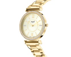 Lucardi Dames Regal cadeauset met gratis goudkleurige armband - Horloge - Staal - Goud - 35 mm